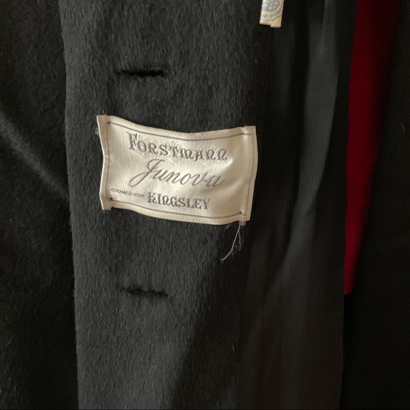 Vintage 50s FORSTMANN Wool Coat Long Black size M - Picture 9 of 11
